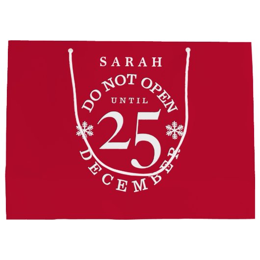 Niet openen tot 25 december kerstfeestdag large cadeautasje (Achterkant)