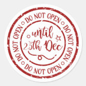 Niet openen tot 25 december Kerstmis Ronde Sticker (Voorkant)