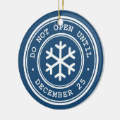 Niet openen tot blauw kerstkeramisch Ornament (Links)