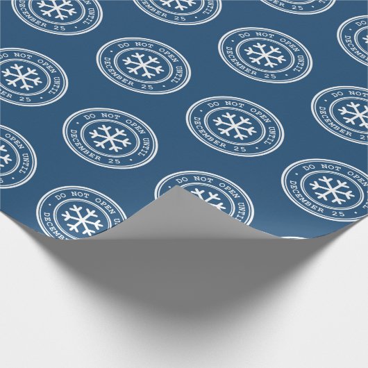 Niet openen tot blauw kerstpapier cadeaupapier (Hoek)