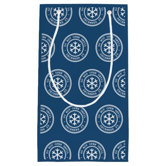 Niet openen tot blauwe kerstcadeaus klein cadeauzakje (Voorkant)