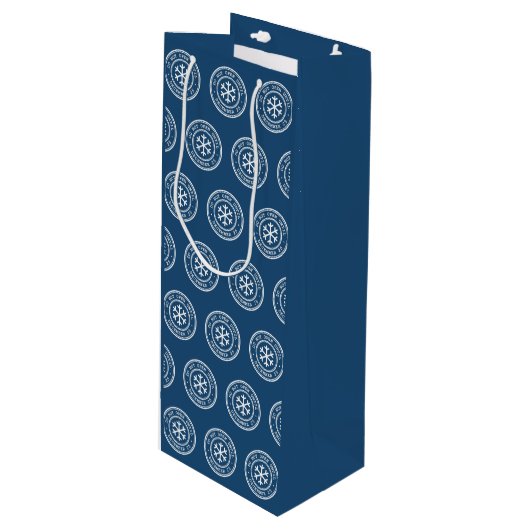 Niet openen tot blauwe kerstwijn met cadeau wijn cadeautas (Voorkant Gekanteld)