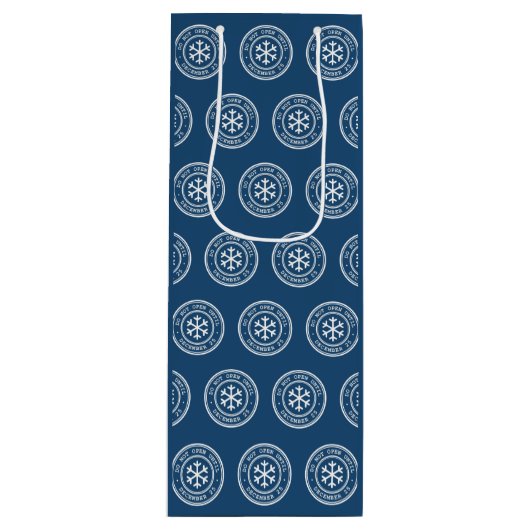 Niet openen tot blauwe kerstwijn met cadeau wijn cadeautas (Voorkant)