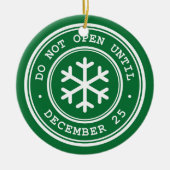 Niet openen tot de groene kerst keramisch ornament (Voorkant)