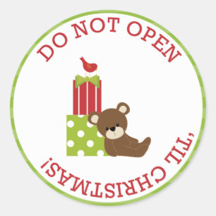 Niet openen tot de Kerst stickers
