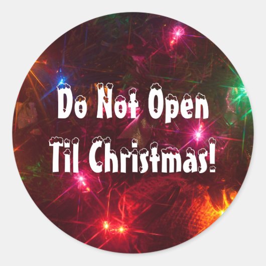 Niet openen tot de kerstverlichting ronde sticker (Voorkant)