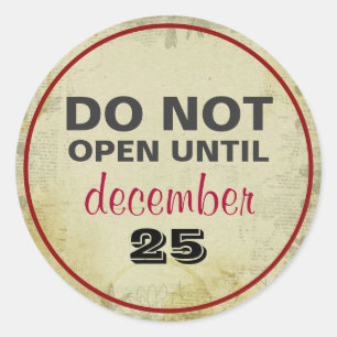 NIET openen tot december 25 ronde cadeau Stickers