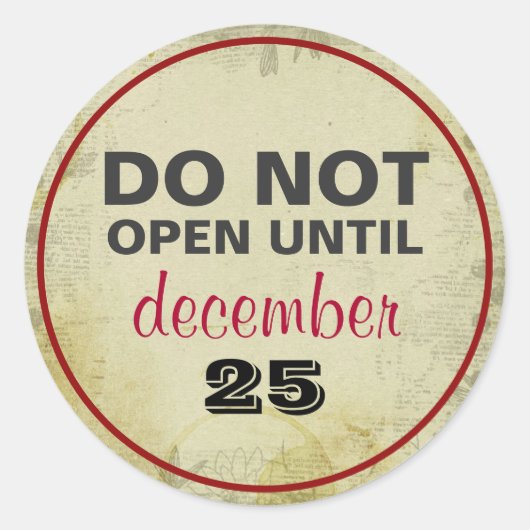 NIET openen tot december 25 ronde cadeau Stickers (Voorkant)