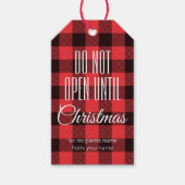 Niet openen tot kerst|Rode Buffalo-plaat Cadeaulabel (Voorkant)