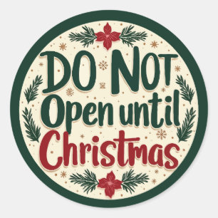 Niet openen tot kerst ronde sticker