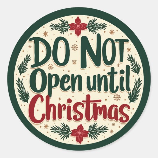 Niet openen tot kerst ronde sticker (Voorkant)