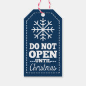 Niet openen tot kerstavond blauw cadeaulabel (Voorkant)