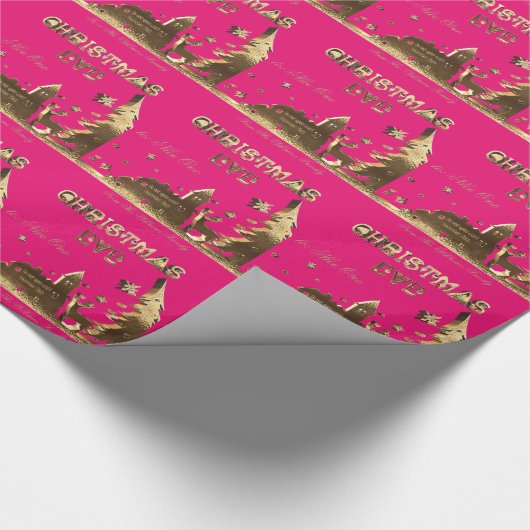 Niet openen tot kerstavond Heldere roze Cadeaupapier (Hoek)