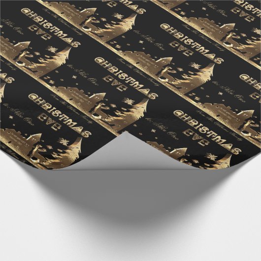 Niet openen tot kerstcadeaus Black Gold Cadeaupapier (Hoek)