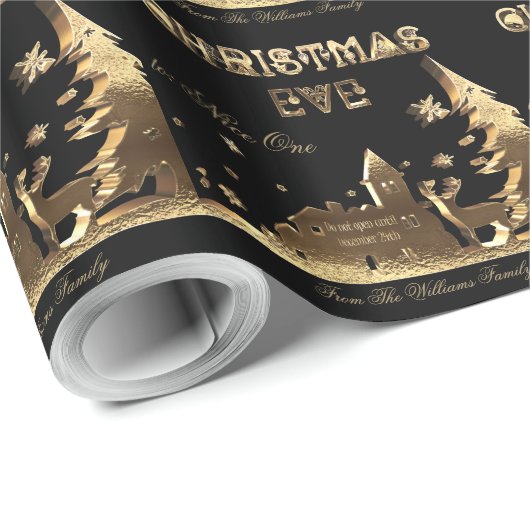 Niet openen tot kerstcadeaus Black Gold Cadeaupapier (Rol Hoek)
