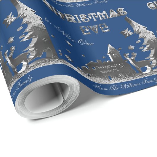 Niet openen tot kerstcadeaus Silver Blue Cadeaupapier (Rol Hoek)