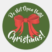 Niet Openen Tot Kerstmis Klassieke Ronde Sticker (Voorkant)