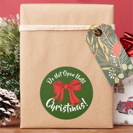 Niet Openen Tot Kerstmis Klassieke Ronde Sticker (Feestdagen)