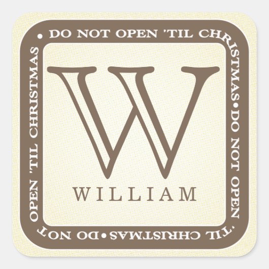 Niet openen tot Kerstmis personaliseren cadeau Sti Vierkante Sticker (Voorkant)
