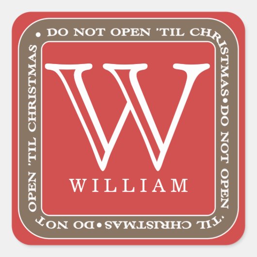 Niet openen tot Kerstmis personaliseren cadeau Sti Vierkante Sticker (Voorkant)