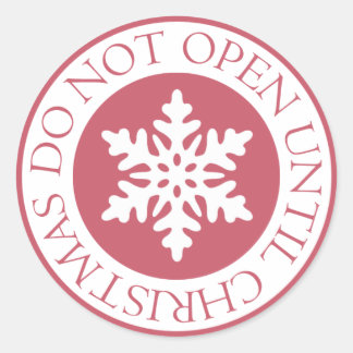 Niet openen tot Kerstmis Sneeuwvlok rood Ronde Sticker
