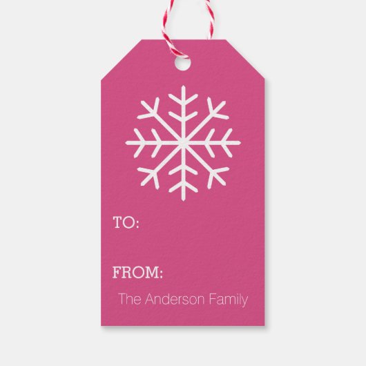 Niet openen tot Kerstmis Snowflake - roze Cadeaulabel (Achterkant)