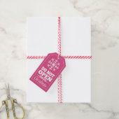 Niet openen tot Kerstmis Snowflake - roze Cadeaulabel (Met Touw)