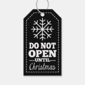 Niet openen tot Kerstmis Snowflake zwart wit Cadeaulabel (Voorkant)