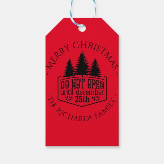 Niet openen tot - Red Personalized Christmas Cadeaulabel (Voorkant)