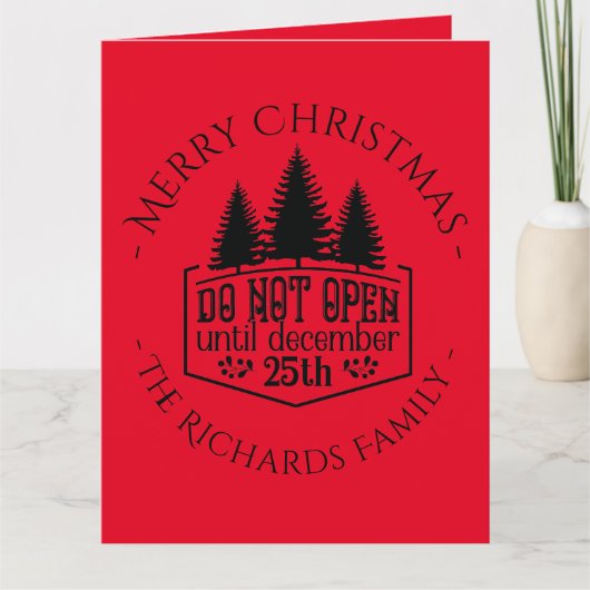 Niet openen tot - Red Personalized Christmas Kaart (Voorkant)