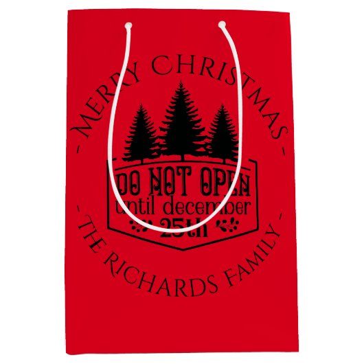 Niet openen tot - Red Personalized Christmas Medium Cadeauzakje (Voorkant)