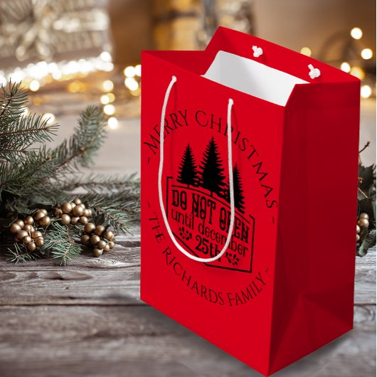 Niet openen tot - Red Personalized Christmas Medium Cadeauzakje