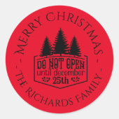 Niet openen tot - Red Personalized Christmas Ronde Sticker (Voorkant)