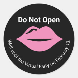 Niet openen tot Virtual Party Galentine's Lips Ronde Sticker