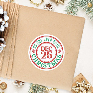Niet openen voor 25 dec Kerst Kind Ronde Sticker