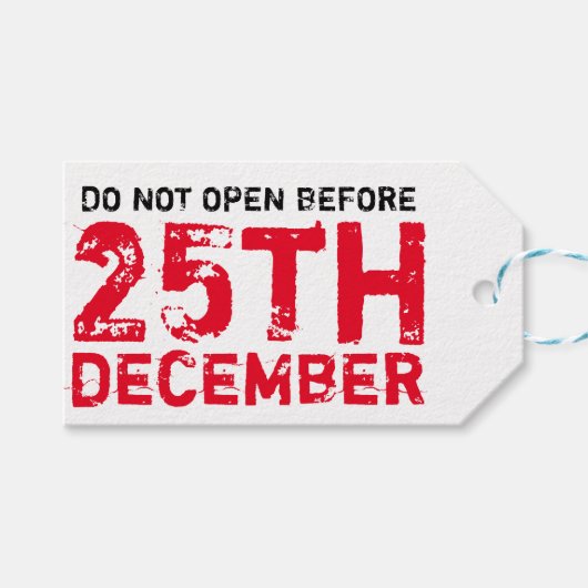 Niet openen voor 25 december cadeaulabel (Voorkant (Horizontaal))