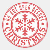 Niet openen voor kerstcadeau ronde sticker (Voorkant)