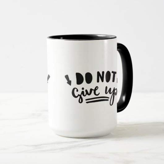 Niet opgeven mok (Voorkant rechts)