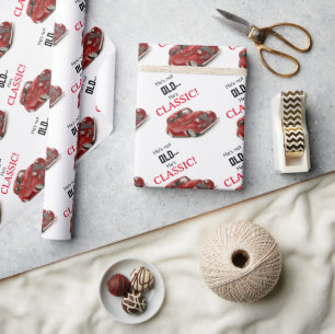 Niet Oud, Classic  Rood 1939 Coupe Verjaardag Cadeaupapier