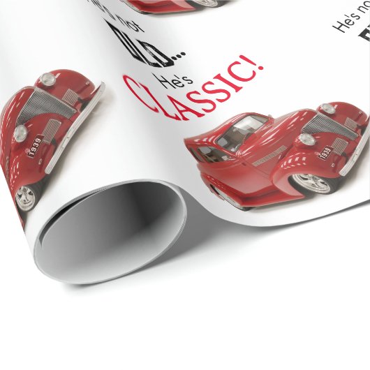 Niet Oud, Classic  Rood 1939 Coupe Verjaardag Cadeaupapier (Rol Hoek)