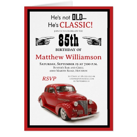 Niet oud, Classic Rood Coupe 85e Verjaardag (Voorkant)