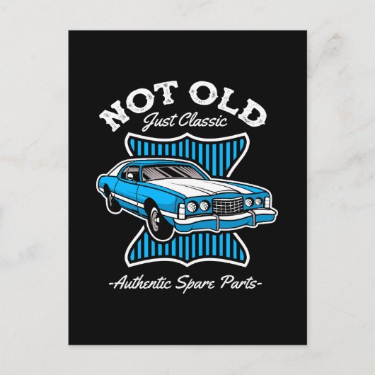 Niet oud, gewoon klassiek retro autodesign briefkaart (Voorkant)