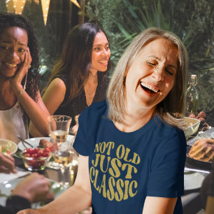 Niet oud gewoon klassieke gouden glitter retro ver t-shirt