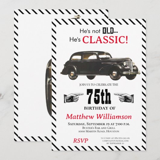 Niet oud maar Classic 1939 Auto Mannen Kaart (Voorkant / Achterkant)