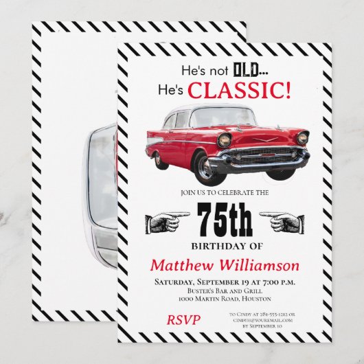 Niet oud maar klassiek 1950 auto 70e verjaardag kaart (Voorkant / Achterkant)