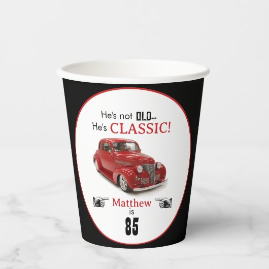 Niet oud maar klassiek rood 1939 Coupe Custom Age Papieren Bekers (Voorkant)