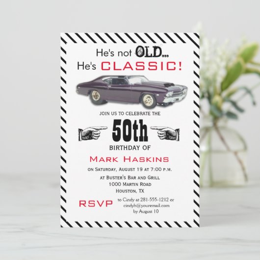 Niet oud maar klassieke oude jaren '60 auto Verjaa Kaart (Staand voorkant)