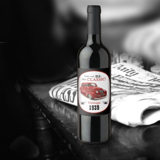 Niet oud maar Red Classic 1939 Coupe  Jaar Wijn Etiket