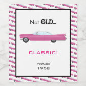 Niet oude klassieke auto aangepaste verjaardag jaa wijn etiket (Enkel label)