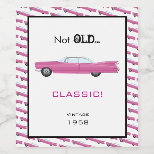 Niet oude klassieke auto aangepaste verjaardag jaa wijn etiket (Enkel label)